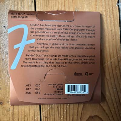 BOX of 12 x Fender 880M Dura-Tone Coated 80/20 Bronze Acoustic Guitar Strings - Medium (13-56) 2010s - Standard image 2