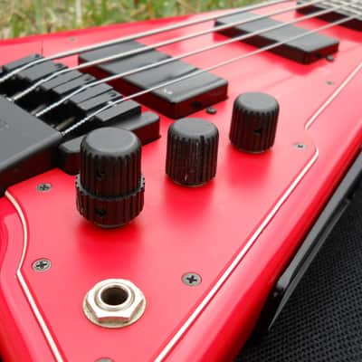 1987 Steinberger XP-2 4 String HEADLESS Bass Guitar, Active EMG's, ORIGINAL RED image 1