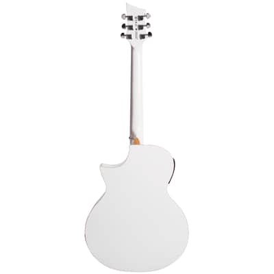 Lindo White Dove V3 Electro Acoustic Guitar and Premium Hard Case | Beautiful High Gloss Finish | Roasted Maple Binding | Preamp/Tuner/LCD | Luminlays | Steel Strings image 4