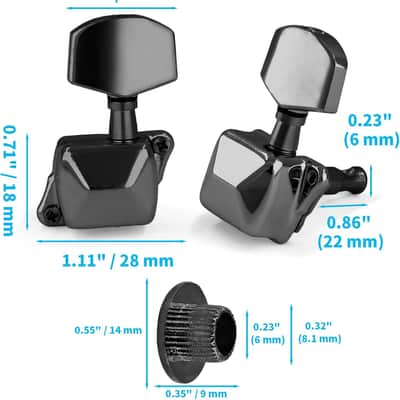 Black Semi-closed Guitar Tuners Pegs, 3L+3R String Tuning Pegs Keys Machine Heads Set Guitar Replacement Parts for Acoustic or Electric Guitar image 2