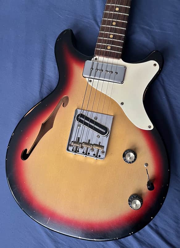 Double Cut LP Telecaster Thinline Sunburst - Nitro Relic Hybrid Guitar + Case image 1