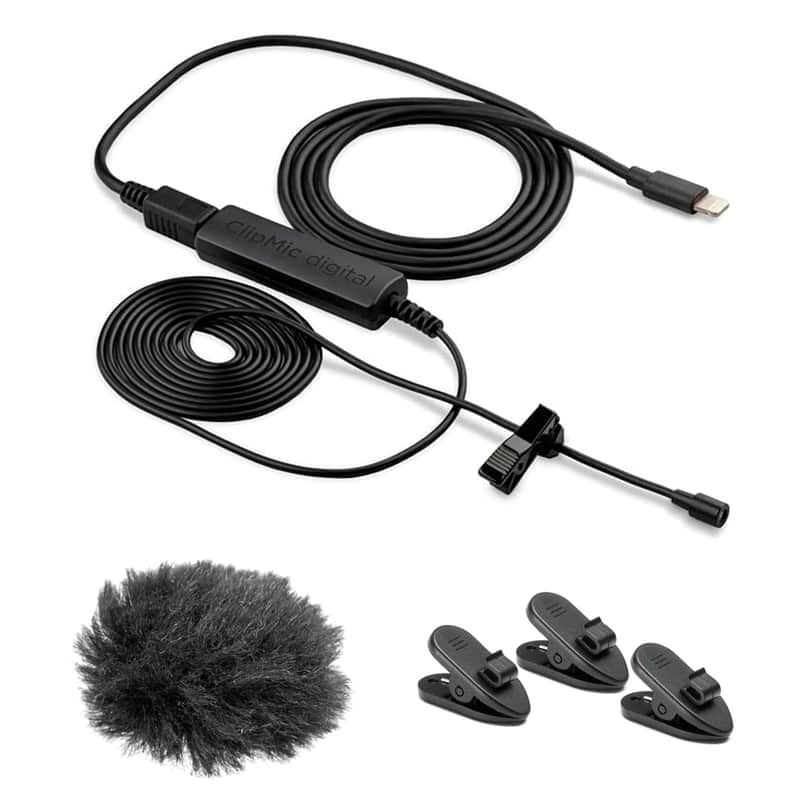 Apogee Electronics ClipMic digital 2 Lavalier Microphone Bundle with Auray Fuzzy Windbuster and Tie/Lapel Clips (3-Pack) image 1