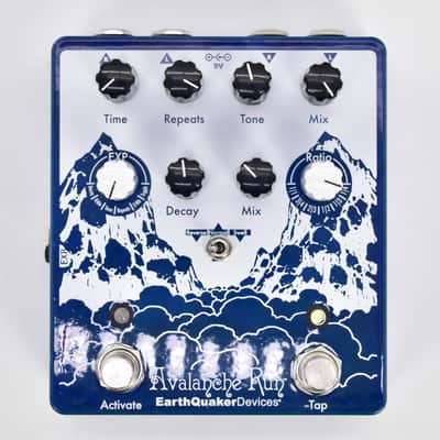 EarthQuaker Devices Avalanche Run Stereo Reverb & Delay with Tap Tempo V2 2022 Blue Sparkle / White image 1