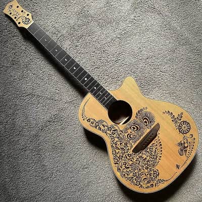 Luna 40 Inch Acoustic Guitar, Carved Oasis Top Body, Mahogany Neck, Rosewood Fingerboard image 16