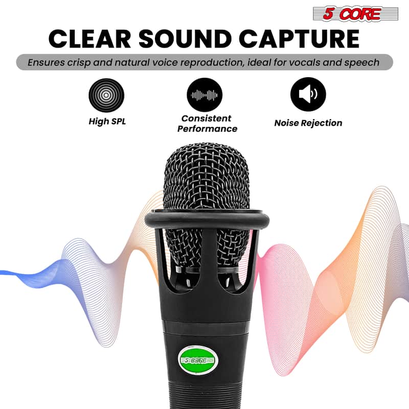 5 Core Podcast Equipment Bundle w Cardioid Dynamic XLR Microphone Mini Desk Stand XLR to 1/8” Cable image 1