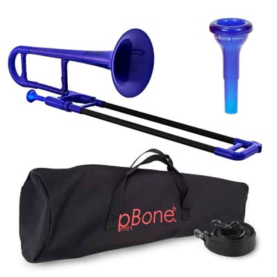 OB pInstrument pBone mini Plastic Trombone, Comfortable Ergonomic Grip,  Blue image 7