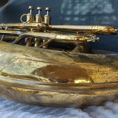 Reynolds Contempora 3v BBb Recording Tuba ~1959 - Lacquer & raw brass image 13