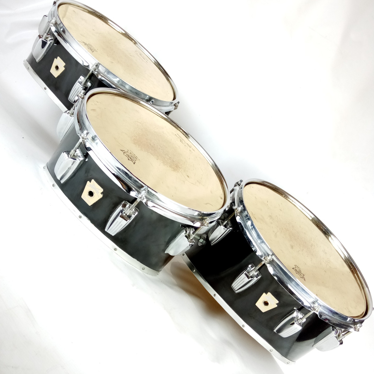 Ludwig 12,13,14" Power Cut Monroe Marching Tenor Trio Tom Drums Black Starfire* — main photograph