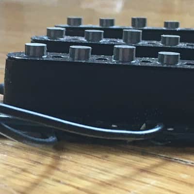 3 Vintage Fender Strat Pickups Set Squier? Black Plastic Bobbin Staggered Poles image 6