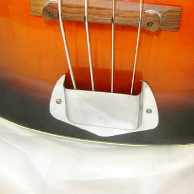 Vintage 1968 Custom Kraft Bone Buzzer 4-String Hollow-Body Electric Bass Guitar, Sunburst w/ Case image 5