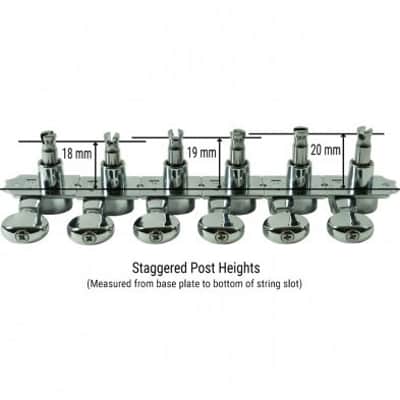 Kluson 6 In Line Revolution Series H-Mount Tuning Machines With Staggered Posts CHROME KRH-6BX-C image 3