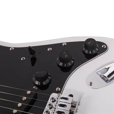 Glarry GST Electric Guitar With Black Pickguard White image 4