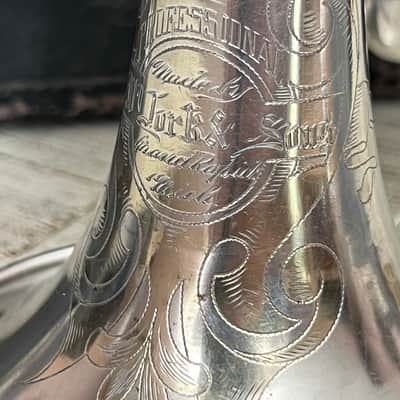 J.W. York & Sons “Professional” Cornet — circa 1908 — Silver Plate — Grand Rapids, MI — w/ Original Case, Lyre & Mouthpiece image 2