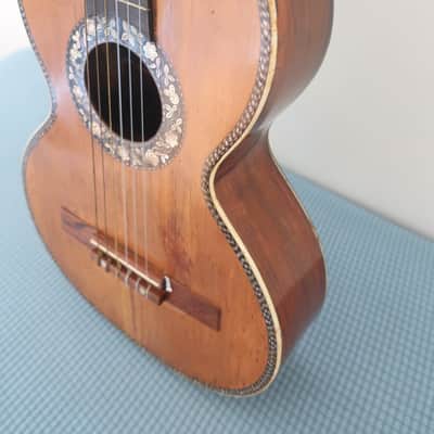 Antique 1890s Unknown Classical Baroque Parlor Guitar Exquisite Inlays Wood Rosewood Mahogany Martin Regal Washburn Possibly Made By Aubry-Maire or Jérôme Thibouville-Lamy (J.T.L.) Mirecourt, France image 9
