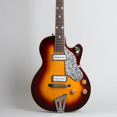 Premier  Bantam Deluxe E-704 Arch Top Hollow Body Electric Guitar (1958), ser. #1422, black tolex hard shell case. image 1
