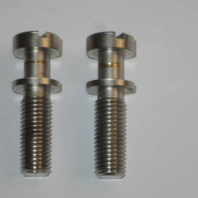 ONE pair of used (lightly relic'd) Gibson (API) Brushed Satin NICKEL finish STUDS (mounting pieces) and Silver finish ANCHORS (inserts) from 2014, for PTTP Brushed Satin NICKEL Finish Stop Bar Tailpiece (Stop Bar Tailpiece NOT included) image 10