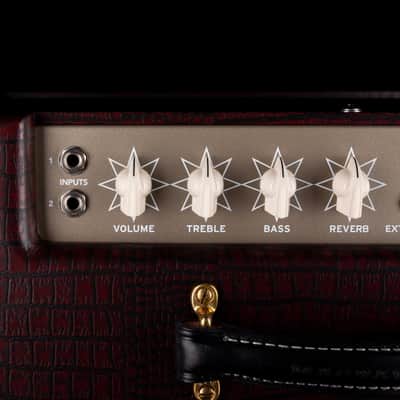 Magnatone Point to Point Varsity Reverb Cathedral Burgundy Guitar Amplifier Combo with Cover image 4