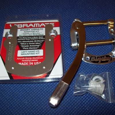 LEFT-HANDED Bigsby B5 w/ LH V5 Vibramate Quick Mount Kit, POLISHED ALUMINUM