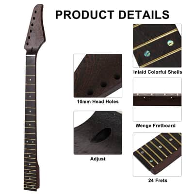 24 fret Guitar Neck Wenge Neck,Wenge Fretboard Inlaid with Colored Shells,Cow Bone Nut image 2