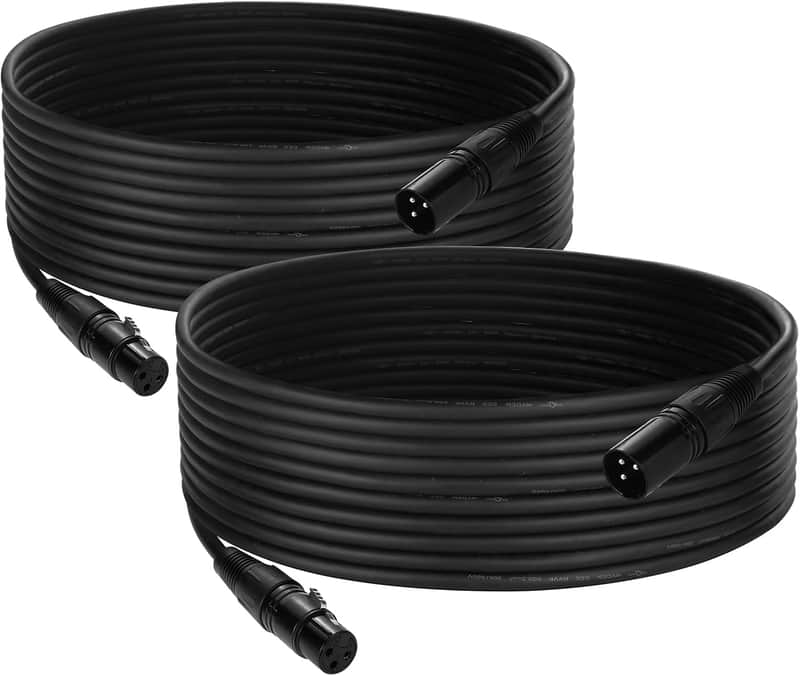 DMX Cable 25 ft, 2 Pack Flexible 3 Pin Signal XLR Male to Female DMX Cable Wire,Suitable for Stage Lighting Signal XLR Connection Stage Light Cables for Par Light Input & Output image 1