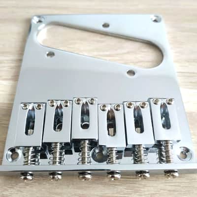 Chrome bridge-tailpiece for Telecaster, 6 zinc saddles image 2