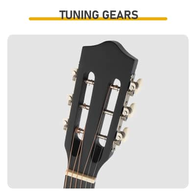 Cxxss Matte Black 30-inch Round Acoustic Guitar with Picks, Strings, Capo, Case, Tuner, and Strap image 3