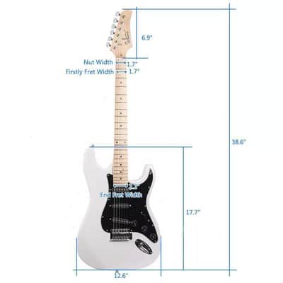 GST Electric Guitar Starter Kit – 6-String, Basswood Body, 20W Amp, White w/ Black Pickguard | Full Beginner Bundle image 2