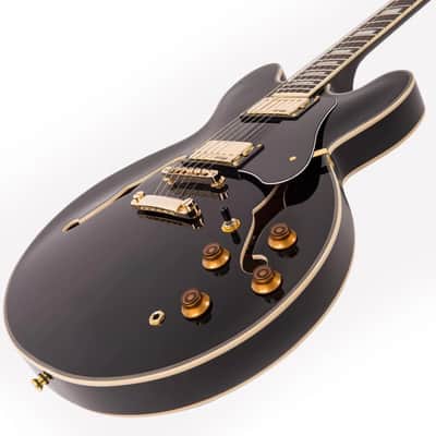 Vintage VSA500GBK ReIssued Semi Acoustic Gloss Black image 7
