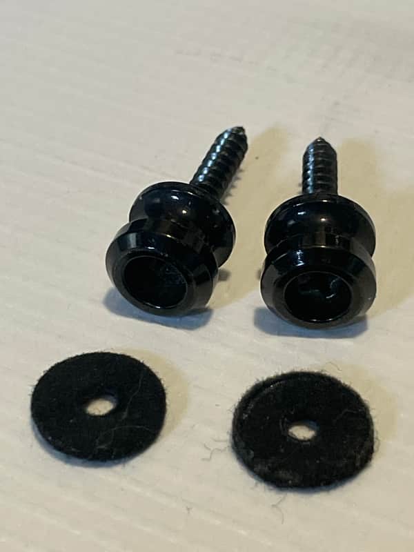 2000's Era Used Schaller Electric Guitar Worn Black Strap Lock Buttons Set image 1
