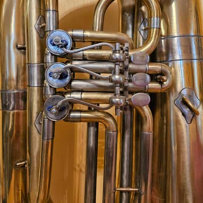 Tuba “Bb" Soviet 3 Valves Brass Pipe Wind Instrument Horn USSR Vintage and Rare image 2
