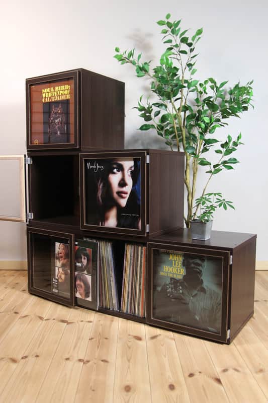 Art Vinyl Record Storage**Lp Frame Display One Box Cabinet Cube Wood Crate 12" Picture Album Display 33rpm Analog Disc Now Playing Music Rack Cover Jacket Stand Case Unit Wood furniture Dj Audio Idea image 1