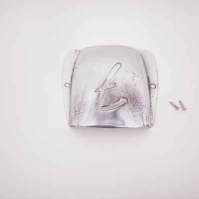 1966 Vintage Fender Jazz Bass F-Logo BRIDGE COVER Chrome JBass Guitar Original 1960's 1967 1968 1969 image 6