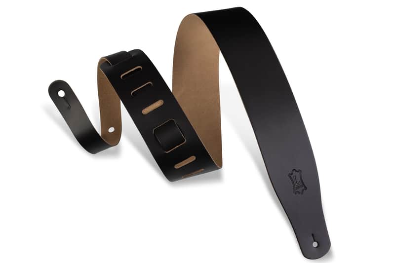 Levy's Leathers - M26-BLK -  2 1/2" Wide Black Genuine Leather Guitar Strap. image 1