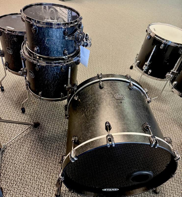 Mapex Saturn V Exotic 4pc Drum Set 12/14/16/22 - Flat Black Maple Burl image 1