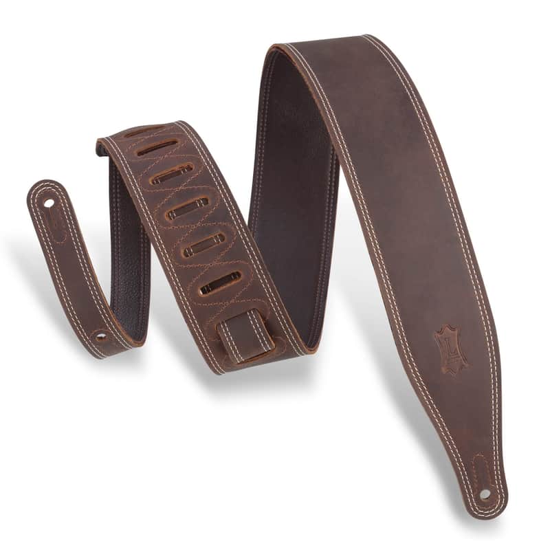 Levy's M17BDS-DBR 25-Inch Wide Garment Leather Guitar Strap, Dark Brown image 1