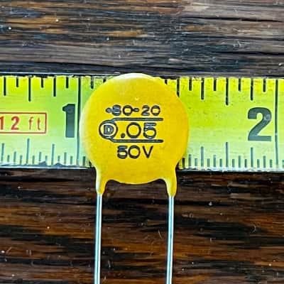 (1) Reproduction 1960’s 1970’s ceramic telecaster Stratocaster capacitor cap circle D .05 50v round dime fender image 4