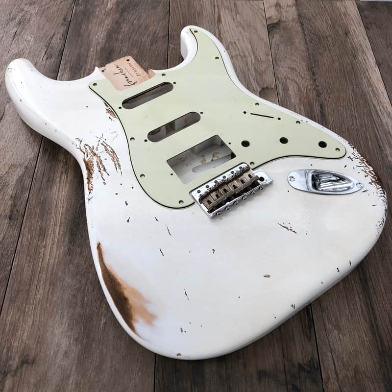 FRANCHIN Mercury guitar body Relic Aged Olympic White 100% Nitro Lacquer Cracks HSS Basswood Stratocaster-Strat-S-Style Made in Italy - Stock piece #23280826 image 1