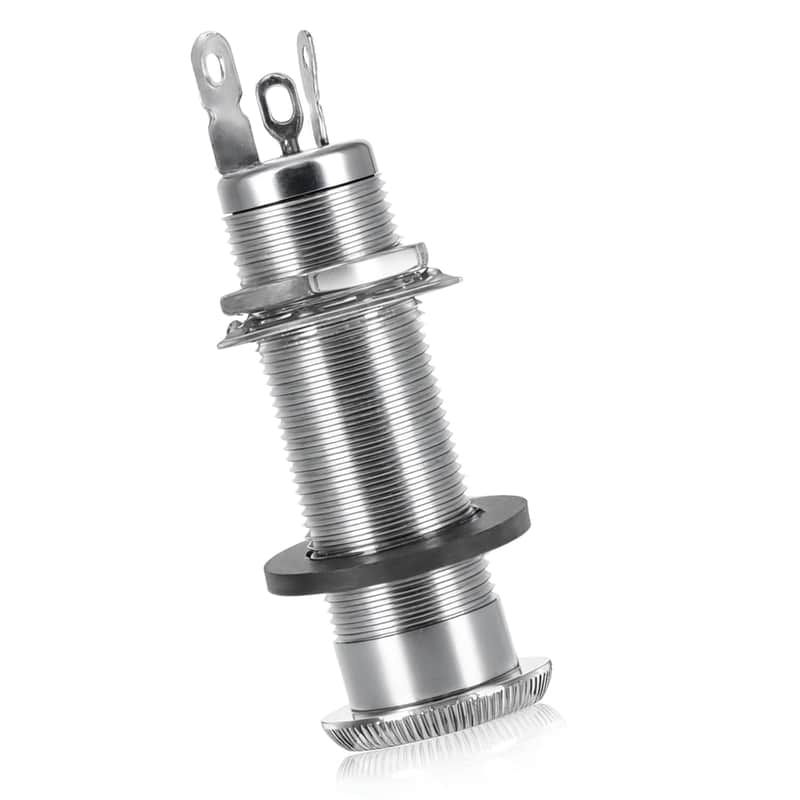 Metal Cylinder Guitar Output Jack Plug With 3 Pins Chrome 1/4" Brass Mono Guitar Bass Jack Socket For Electric Guitars Or Bass image 1