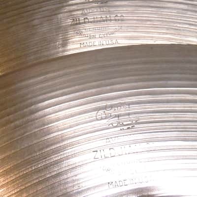Vintage 1967 Zildjian Matched Set of Cymbals 20" ride, 17" sizzle crash, 14" super-thin hi-hats image 14