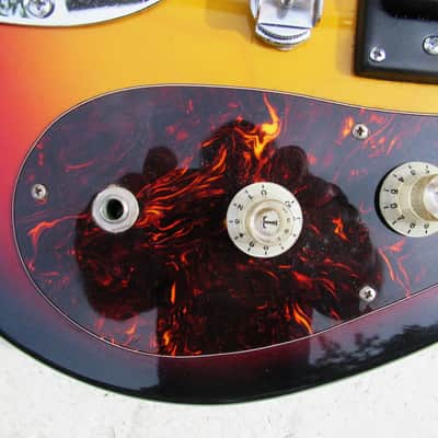 Rhythmline Mosrite Copy Guitar,  1960's  Japan, Sunburst, Case, Beautiful image 7