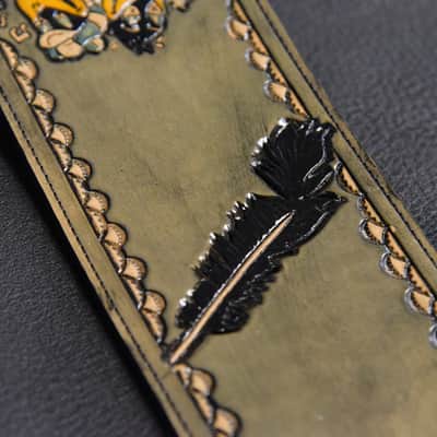 Guitar Leather strap 3.5" Black Crowes this is custom but will show anything can go on a strap image 8