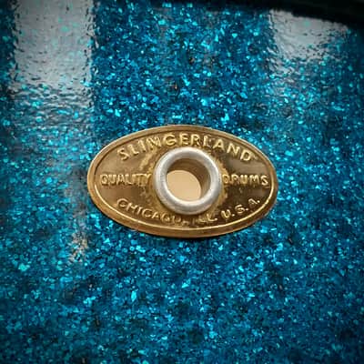 Slingerland 22/13/16/5.5x14" Radio King Drum Set - 1950's Blue Sparkle image 21