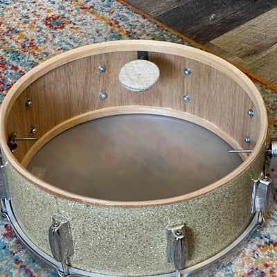 1960's MIJ 14" Gold/Silver Sparkle 5.5x14 Snare Drum Del Rey St. George image 13