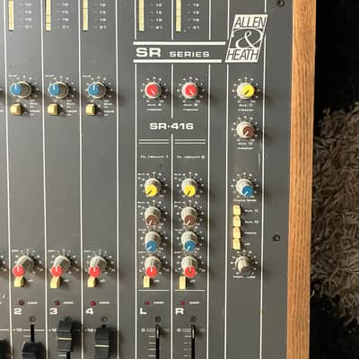 read description: rare Allen & Heath SR Series 416, multitrack, 4 Groups, vintage analog console, late 1980s, Wooden Panels, EQ, Effect Sends Buses image 4