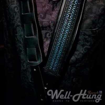 Well-Hung "1969 Series  - Wedding Bell Blues" 3" wide padded leather guitar strap image 4