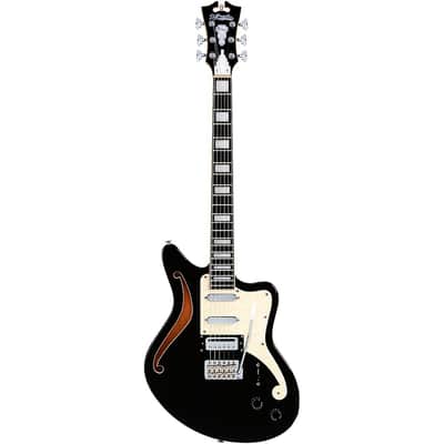 D'Angelico Premier Series Bedford SH Limited-Edition Electric Guitar with Tremolo Regular Black Flake image 3
