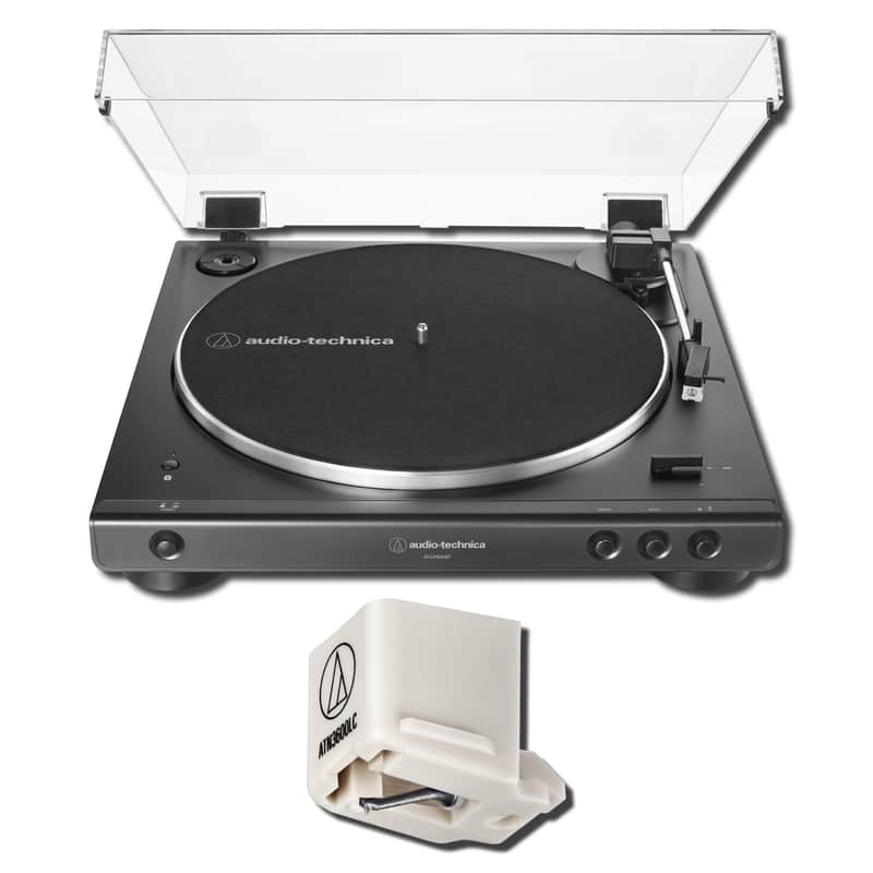 Audio-Technica AT-LP60XBT-BK Fully Automatic Wireless Belt-Drive Turntable Bundle with ATN3600LC Replacement Stylus