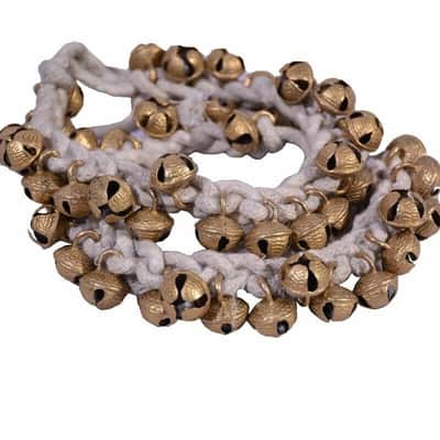 Handmade Ghungroo India Cotton String 1.6cm White Bell Pair Kathak Ghungru Bells Dancing Bells Anklets Indian image 1