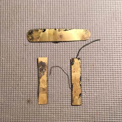 Vintage 1960s/70s Fender Jazz Bass Ground Plates - Brass Cavity Shields 1970s 60s image 2