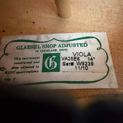 Glaesel VA25E6 14" Viola Outfit with Case and Bow image 6